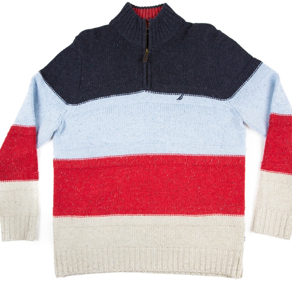Vintage Nautica Quarter Zip Knit Pullover Sweater